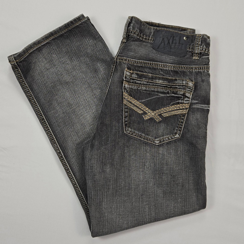 T.K. Axel Black Rock Relaxed Straight Jeans Mens 30x30 Gray Denim